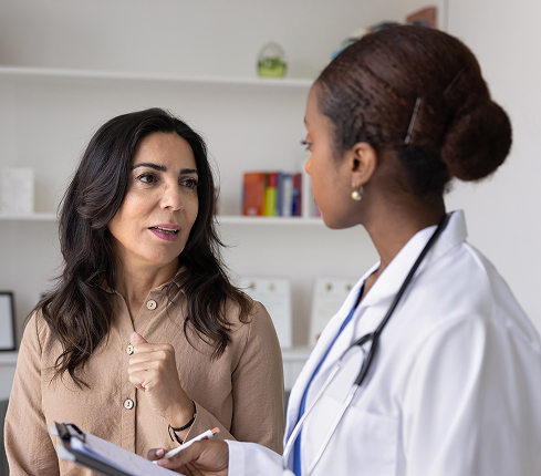 Patient talking to healthcare provider