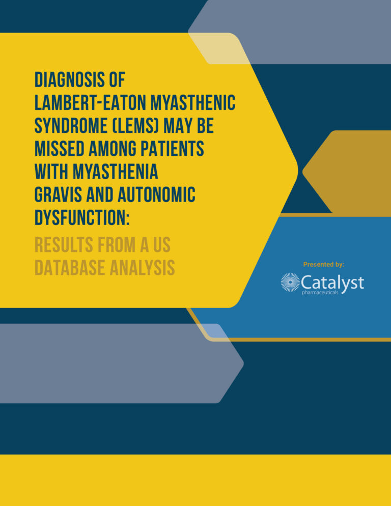 Diagnosis of Lambert-Eaton Myasthenic Syndrome (LEMS) May Be Missed Among Patients with Myasthenia Gravis and Autonomic Dysfunction - Results from a US Database Analysis poster thumbnail