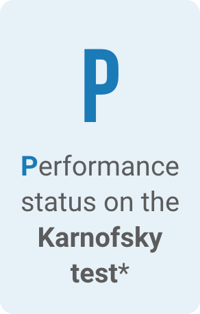 P = Performance status on the Karnofsky test*