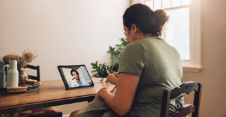 Photo of patient having telehealth appointment